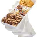 US Acrylic Avant White Plastic Divided Serving Trays (Set of 4) 15 x 5 | Narrow Reusable 3-Section Party Platters | Serve Appetizers, Fruit, Veggies, & Desserts | BPA-Free & Made in USA