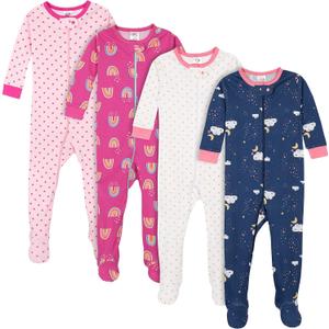 Gerber Baby-Girls 3-Pack Footed Pajamas (12 Months, Dreams Rainbows Pink)