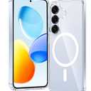 FNTCASE for Samsung Galaxy S25-Plus Case: Clear Magnetic Military Grade Drop Protection Shockproof Anti Yellowing Cell Phone Cover - Slim Rugged Protective Bumper Transparent Cases(Clear)