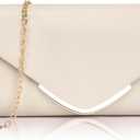 Larcenciel Clutch Purse for Women, Trendy Vegan Leather Envelope Evening Bags w/Chain, Wedding Cocktail Party Formal Handbags