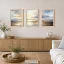 Framed Modern Abstract Coastal Oil Painting Wall Art Set of 3, 16x24 In