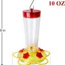 Joliyoou Hummingbird Feeder, 10 Once Glass Hummingbird Feeder Outdoor Hanging, Bird Nectar Feeder (Yellow Cover with Red Flowers - 1 PACK)