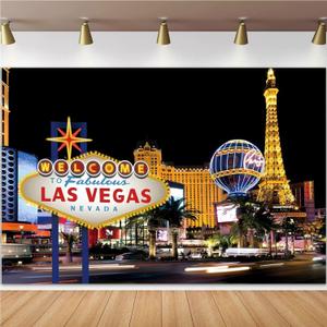 Pnylzzyxh Las Vegas Photography Backdrop Casino City Night Casino Night Backdrop Scenery City Billboard Banner Backgrounds Celebration Props Party Studio Props 8x6ft