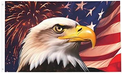 US Flag Eagle 3x5 Foot Yard House Flags Double Sided, Flag Season Greeting Banner with Grommets Indoor Outdoor Party Home Decorations