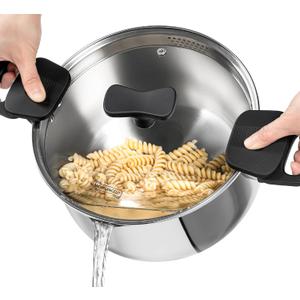 MICHELANGELO Stainless Steel Pasta Pot with Strainer Lid - Pasta Cooker | 6 Quart Induction Pot for All Cooktops, 6 Qt Spaghetti Pots with Strainer Lid