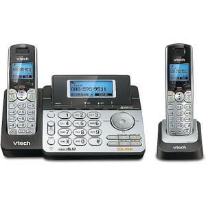 VTech DS6151-2 2 Handset 2-Line Cordless Phone System for Home or Small Business with Digital Answering System & Mailbox on Each line, Silver (2 Handsets)