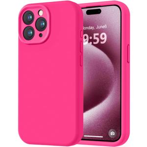 LOVE 3000 Designed for iPhone 15 Pro Max Case, Premium Silicone with [Soft Anti-Scratch Microfiber Lining] Shockproof Protective Phone Case for Men Women Girls 6.7", Hot Pink