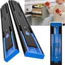 Push to Open Soft Close Drawer Slides 1 Pair 14 Inch 100 LB Load Capacity Side Mount 2/3 Full Extension Cabinet Runner Ball Bearing Kitchen Dresser GlideBlack,14inch