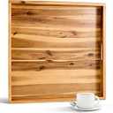 Wooden Square Serving Tray with Handles - Extra Large Food Serving Trays for Decorative, Coffee Table, Breakfast in Bed  (29.5in x 20.2in)