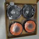 ACROPIX 4 Pcs Wheel Center Caps Hub Caps Rim Center Caps 2.42" 2.60" Wheel Caps Hubcap Center Covers Black Cover with Black Orange Label Plastic 6 Clips Black