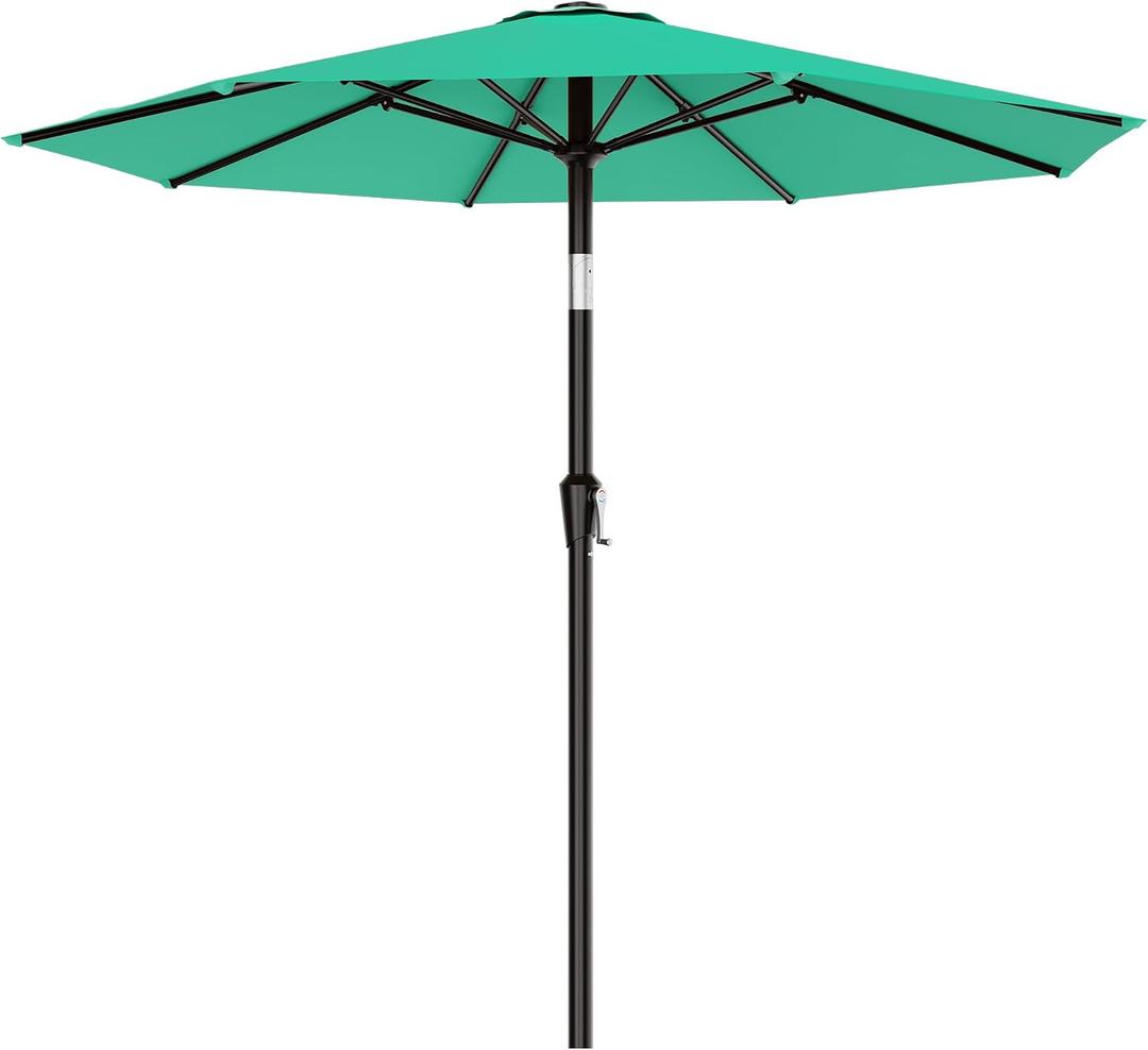 AreShark 9 FT Patio Umbrella for Outdoor, Outdoor Table Umbrella with Push Button Tilt and Crank, Outdoor Patio Umbrellas with 8 Sturdy Ribs for Market, Garden, Pool (Peacock Blue)