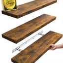 BAYKA Floating Shelves for Wall, 22.5 inches Wall Mounted Rustic Wood Shelves for Bathroom, Bedroom, Living Room, Floating Shelves for Books/Storage/Decor(Rustic Brown,Set of 4)