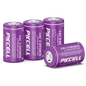 PKCELL 4 Pack ER34615 Battery 19000mAh ER34615 D Cell 3.6V Lithium Battery (Non-Rechargeable)
