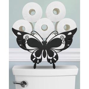 Butterfly Toilet Paper Holder Stand for Extra 8 Rolls, Funny Decorative Free Standing Toilet Paper Storage Organizer, Farmhouse Bathroom Animal Decor Accessories Storage Cabinet (Abyssal Black - Lovely Butterfly)
