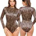 Popilush Long Sleeve Body Suits Womens Turtle Neck Bodysuits Full Body Shapewear Tummy Control Tops Spring Summer Outfits