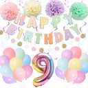 BRT Bearingshui 40 Inch Rainbow Gradient Number 9 Balloon for 9th Birthday - Decorations for Girls Boys, Happy Birthday Banner, Children's Party Supplies for Kids