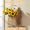 Woven Hanging Basket Water Hyacinth Hanging Wall Basket Portable Wicker Handmade Baskets Front Door Hanger Baskets Wreath for Plants Door Basketswith Handle for Garden Farmhouse Home Flowers