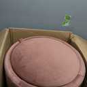 HomePop 18" Storage Round Ottoman - Blush Pink Velvet, 17.5"D x 17.5"W x 18"H