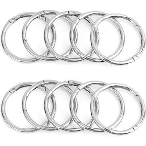 Framendino, Round Carabiners Clips Snap Hooks Zinc Alloy Spring Gate O Rings Buckles (2.36", Silver)