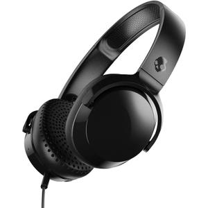 Skullcandy Riff On-Ear Wired Headphones, Convenient for Travel with 3.5mm AUX Plug, Built-in Microphone, Foldable Lightweight Comfortable Design, Durable Headband, Reliable Simplicity - Black