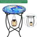 Fashion&cool Patio Side Table for Small Space, 14 Inch Weather Resistant Metal Side Table, Small Round End Table Accent Table for Patio Yard Porch Balcony Garden Bedside Plant Stand Indoor Outdoor