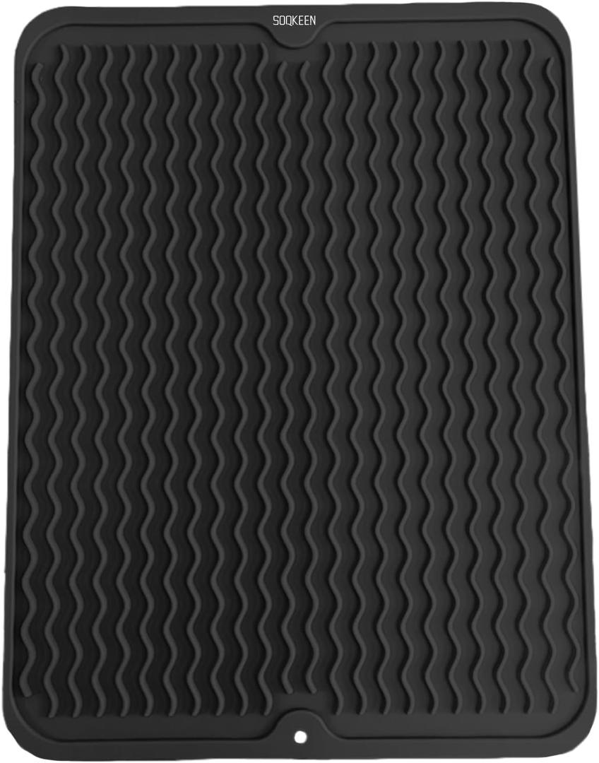 Dish Drying Mat for Kitchen Counter, 20"x16" Silicone Draining Mat Collapsible Dish Drainer Mat, Kitchen Sink Protector Mats Heat Resistant Mat Non Slip Draining Board Mats, Table Mat Placemat