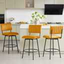 Swivel Counter Height Barstool with Back, Upholstered 26'' Counter Stool with Metal Frame, Channel Seat Back, Velvet Orange, 26'' x1