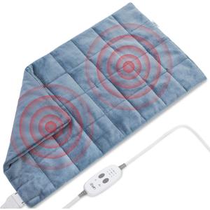 Massaging Heating Pad for Back Pain Cramps Relief,18"x33" Weighted Heating Pad XXL for Neck and Shoulders,4.85lbs Heated pad with 3 Heating Levels,Gifts for Women Men (Blue)