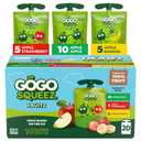 GoGo squeeZ No Sugar Added Applesauce and Fruit Puree Variety Pack, Apple, Banana & Strawberry, 3.2 oz Pouches (Pack of 20), Fruit Snacks for Kids, Gluten Free, Nut Free, Recloseable Cap, BPA Free (EXP 09/07/26)