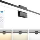 Ralbay 24in Dimmable Black Vanity Light with Remote Control Color Temperature Adjustable 20W Modern LED Bathroom Lighting Fixture
