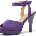 fereshte Women's Platform High Heel Sandals, Ankle Strap, Peep Toe, Slingback Dress Shoes, 40