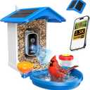 Smart Bird Feeder with Camera 2.5K QHD, AI Identify 16000+ Birds, Auto-Capture & Motion Detection, IP65 Waterproof, 5W Solar Panel, 140 Field of View, Bird Watching Gift