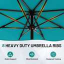 AreShark 9 FT Patio Umbrella for Outdoor, Outdoor Table Umbrella with Push Button Tilt and Crank, Outdoor Patio Umbrellas with 8 Sturdy Ribs for Market, Garden, Pool (Lake Blue)