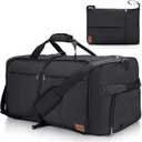 120L Foldable Collapsible Waterproof Travel Duffel Bag for Men and Women with Shoe Compartment (Black)