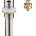 Pop up Sink Drain Stopper with Overflow Brushed Nickel for Bathroom Vessel Vanity Sink Art BasinBig Cap Sink Drain with Overflow, Metal Pop-up Drain Strainer with Detachable Basket Stopper