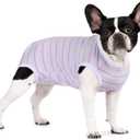 Puppy Striped Recovery Suit for Female Male Dogs Cats,Zip Up Dog Onesie Recovery Shirt Abdominal Wounds,Professional Spay Neuter Dog Pet Bodysuit After Surgery Wear Anti Licking Wounds, Large