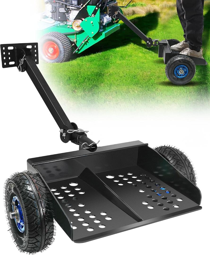 Walk Behind for Mower Sulky, Two Wheels Lawn for Mower Sulky with 10" Pneumatic Tires, Maximum Load Capacity 600 Pounds, Fit for Lawn and Landscape Professionals Mow Faster Easier