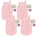 Exfoliating Gloves 2 Pack, Wave Texture Exfoliating Mitt for Dead Skin Remover, Body Scrub Gloves for Bath Shower, Korean Exfoliating Mitt, Loofah Alternative Body Scrubber for Women & Men, Pink 