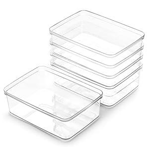 BINO | Plastic Storage Bins, X-Small - 5 Pack | THE LUCID COLLECTION | Multi-Use Built-In Handles BPA-Free Clear Storage Containers | Fridge Organizer | Pantry & Home Organization