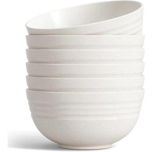 Homestockplus Non Ceramic 68 Oz Salad Bowls,Large Serving Bowls 6 Pcs Unbreakable Ramen Bowl for Salad,Soup,Ramen,Noodle,Oatmeal,Snack Apply to Kitchen, Freezer,Dishwasher & Microwave Safe (Off-White)