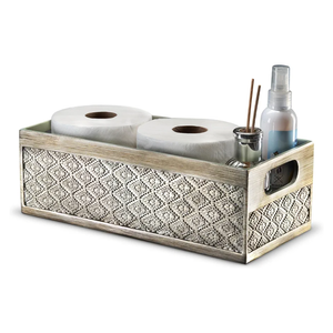 Creative Scents Dublin Silver Bathroom Decor Box Toilet Paper Holder Storage Basket - Decorative Toilet Tank Topper Bathroom Storage Organizer - Bathroom Sink Organizer Countertop Container