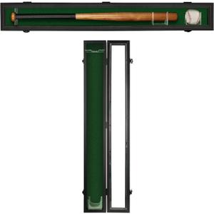 Baseball Bat Display Case Wood Frame Wall Mounted Vertical or Horizontal Holder Rack Cabinet with UV Protection-Lockable Acrylic Door- Black 1 Pack
