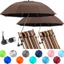 2 PACK Beach Umbrella with Clamp, 360 ° Adjustable Umbrellas for Chair, UPF50+ Umbrella for Beach Chair, Patio Chair, Wheelchair, Camping Chair, Golf Carts (Chair Not Included)
