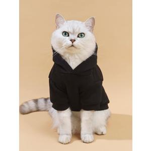 QWINEE Dog Hoodie Dog Shirt Sweatshirt Stylish Dog Clothes for Cat Kitten Puppy Small Medium Large Dogs Black Large (Large, Black)