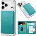 TUCCH for Magsafe Card Holder with Clear ID Window, Fit 6 Cards, RFID Blocking PU Leather Men Women Magnetic Phone Wallet for iPhone 17/16/15/14/13/12/Plus/Air/Pro/Pro Max Series, Cyan