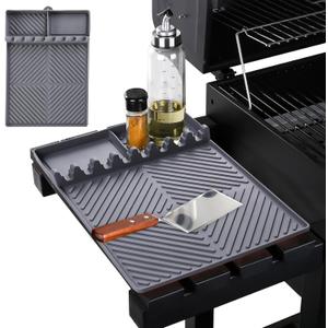 Blackstone Silicone Griddle Tools - 15.7in11.2in Spatula Mat with Drip Pad, Side Shelf Mat for Griddle Accessories, Waterproof, Oil-Proof (Gray)