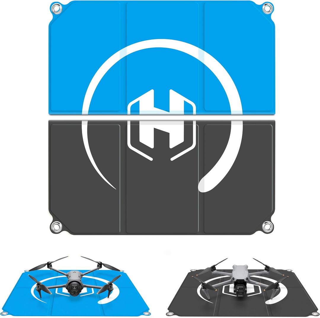 STARTRC PHOTO Large Drone Landing Pad Foldable 2x3 Fast-Fold, (26in/65cm) Double-Sided Waterproof Launch Pad, Weighted Helipad for DJI Air 3S/Mavic 4 Pro/Avata 2/Mavic 3 Pro/Mini 4k Drone Accessories, Blue-Gray