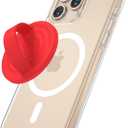 Magnetic Phone Grip Holder Compatible with MagSafe, Ultra Thin Silicone Finger Loop Ring Magnetic Grips for Back of Phone for iPhone Pro Max/Plus/16/15/14/13/12 Series, Red
