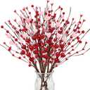 N&T NIETING 6 Valentines Day Decorations Artificial Flowers Berry Twig Stem, Heart Shaped Berry Picks Fake Flowers Bulk Branches Valentine's Day Gifts Anniversary Wedding Home Decor(Mix)
