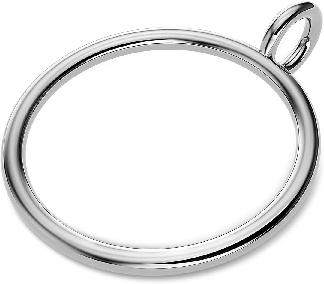 50PCS Heavy Duty Curtain Rings with Eyelet - Smooth Glide Drapery Hooks for Pleated Curtains - Fits Up to 1.5'' Rods, Rust-Resistant Metal - Suitable for Living Room, Bedroom, Shower Room - Silver